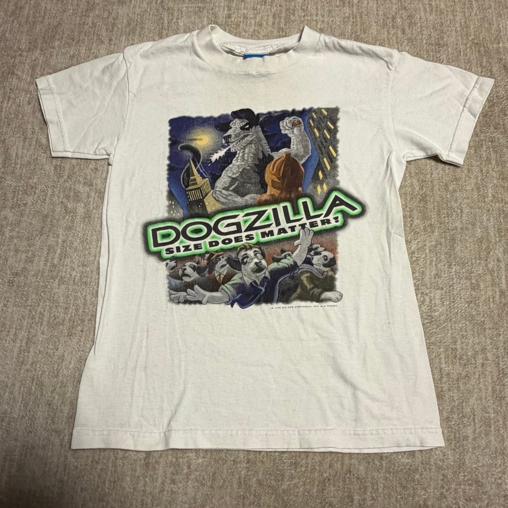 Vintage 1998 Little Big Dogs Dogzilla‎ Size Does Matter T Shirt Youth L
